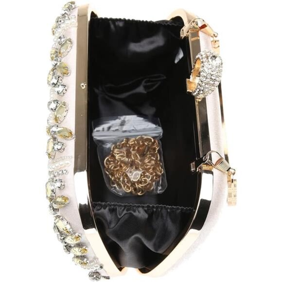 Womens Sparkly Rhinestone Crystal Clutch Bag Glitter Sequin Bridal Purse - Picture 4 of 6